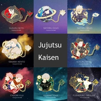 Japán anime Jujutsu Kaisen Gojo Satoru Fém jelvény gomb Bross kitűzők gyűjteménye Medál játék cosplay ajándék
