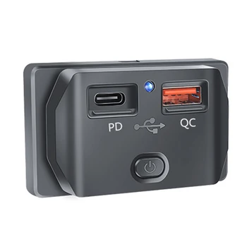 1db univerzális kettős USB port QC3.0 PD autós busztöltő aljzat adapter USB tápegység kék / piros / zöld fénnyel