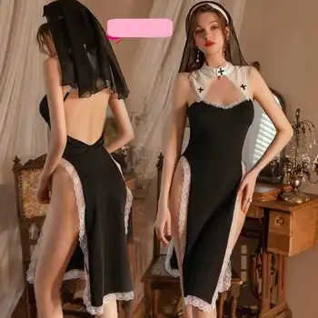2023 Új érkezésű női szexi cosplay apáca fehérnemű egyenruha felnőtt hölgy egzotikus szerepjáték nővér babydoll Hot Cos party jelmezek
