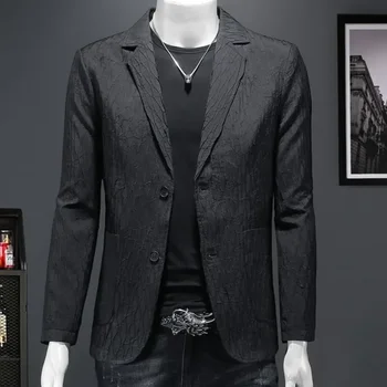Fall férfi blézer vintage luxus palota Jacquard férfi stílusos blézer hombre fekete blézer férfi öltöny kabát férfi