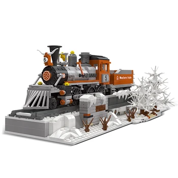 Nyugati vonat modell MOC 20th Century Industrial Revolution sorozat építőkockák Játékok Városi kockák Retro kompatibilis a LEGO-val