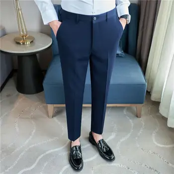 Férfiak 2023 tavasz ősz Új üzleti alkalmi öltöny nadrág férfi slim fit egyenes nadrág férfi egyszínű formális nadrág V157