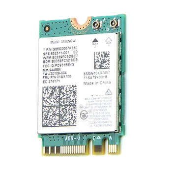 Kétsávos vezeték nélküli Intel 3168 3168NGW 433Mbps Bluetooth 4.2 802.11Ac NGFF WiFi hálózati kártya