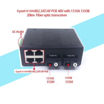 2sc 4port POE 10/100M 48V Ethernet száloptikai média átalakító 4portPOE * 2sc 155M szálas port Száloptikai adó-vevő