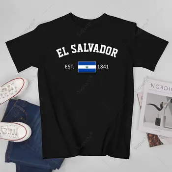Uniszex férfiak El Salvador EST.1841 Függetlenség napi póló Pólók Pólók Női Fiú 100% pamut póló