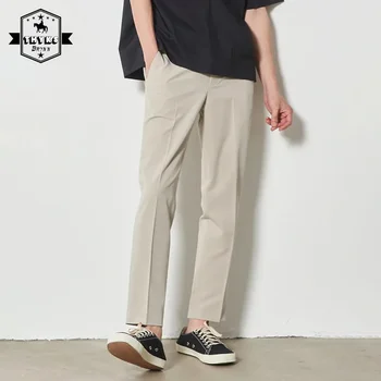 Férfi bő szabású, egyenes szabású öltönynadrág Harajuku Simple Slim Fit tömör nadrág Férfi koreai alkalmi divatsport