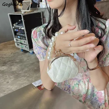 Crossbody táskák Női Mini pénztárcák Héj alakú PU bőr Gyöngy láncok Kézitáskák Aranyos lányok Divattervezés Koreai Elegáns Márka Ins