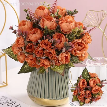 Hamis rózsa mesterséges Gerbera százszorszép esküvői dekoráció Hamis virágok szimulációs növények Lakberendezés