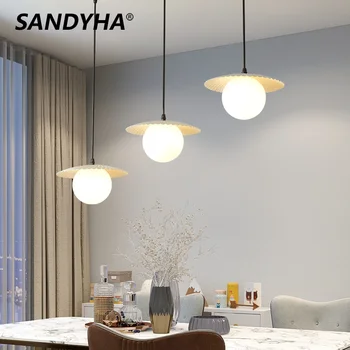 SANDYHA Csillár Nordic Creative Milk fehér üveggolyós led lámpa hálószobai étkezőhöz Függő függő világítótest dekorációs lámpatestek