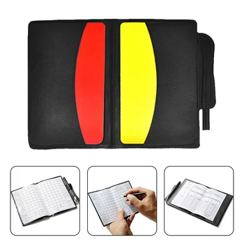 1 Állítsa be a futballjátékvezető pénztárca jegyzetfüzetét piros lappal és sárga lapos játékvezetővel Piros sárga lap professzionális játékvezető eszköz