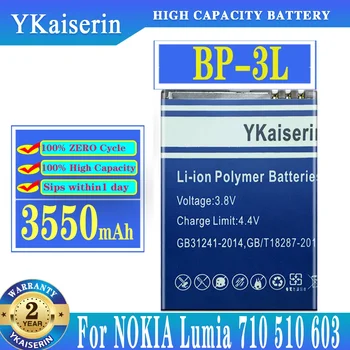  YKaiserin kiváló minőségű 3550mAh BP-3L akkumulátor Nokia Lumia 510 303 603 610 710 3030 900 505 akkumulátor BP3L