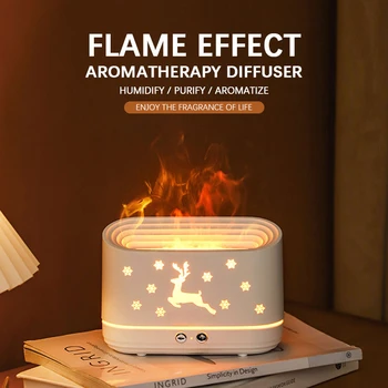 300Ml légnedvesítő szimulálja a lángokat hálószobai aroma diffúzorral meleg éjszakai fénnyel otthoni aromaterápiás párásítókhoz Diffúzorok