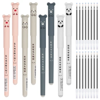 8DBS Rollerball Törölhető tollak, rajzfilm állati tollak Törölhető fekete tinta gél tollak 16db-os törölhető utántöltőkkel Súrlódó tollak