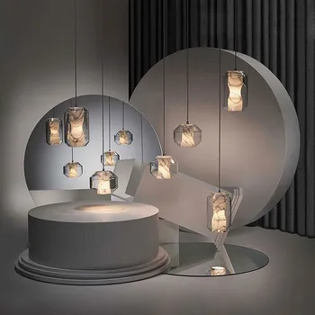 Nordic Design Modern egyszerű márványüveg függőlámpák LED E27 függő lámpa bár Teaház hálószoba éjjeli nappali/étkező