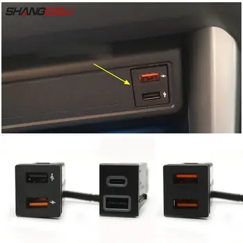 Autós USB töltő PD Quick Charge QC3.0 automatikus telefontöltő adapter gomb a TOYOTA RAV4 Wildlander Corolla tartozékokhoz