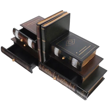 Bookend alakú konténer Könyvvég tároló doboz Fa tároló doboz könyvtároló polcokhoz