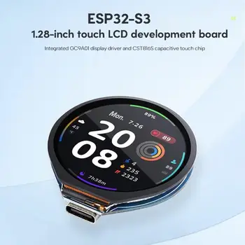 1,28 hüvelykes kerek LCD kijelző modul 240x240 felbontás 65K RGB színek képernyő ESP32S3 kártya USB Type-C csatlakozó Dropshipping