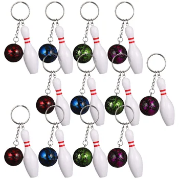 12 db Bowling kulcstartó Locket Kis kulcstartók Szép függő ajándék Sport témájú gyűrűk Pvc emléktárgyak