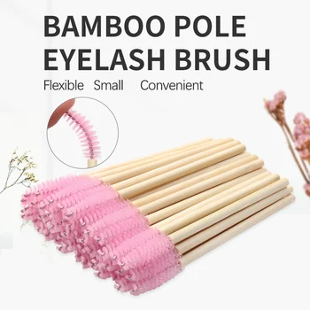 100 db eldobható szemöldök kefe bambusz fogantyú szempilla sminkkefe szempilla hosszabbító szempillahúzó szempillaspirál applikátor smink eszközök