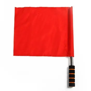 Jól látható futballbíró zászló Szemet gyönyörködtető piros fehér sárga versenyjelző zászló Szivacs fogantyú Fair Play vonalvezető zászlók