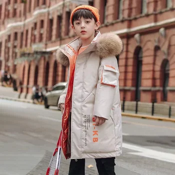 Téli fiúk és lányok kabát Hosszú mintás pamut párnázott kabát kapucnis Meleg gyermek ruházat Parkas mellény Tizenévesek Gyerekek felsőruházat