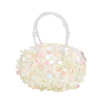 Édes flitteres táska női nyár fényes Blingbling pénztárca Kis virág lány party gyöngy mini táskák Menyasszony kézitáska estélyi táskák