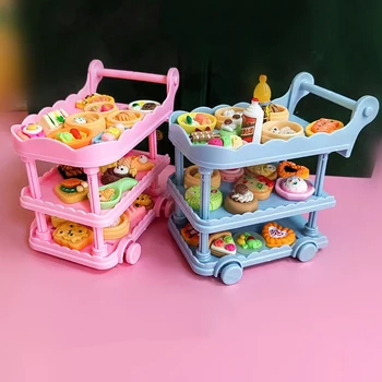 1:12 Babaház Miniatűr étterem Konyha Retro kocsi étkezőkocsi tároló polc modell bútor Babaház dekoráció játékok