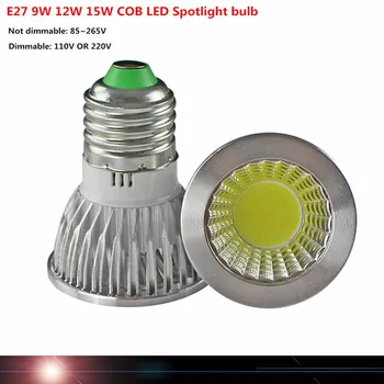 1PCS/Ultra Bright szabályozható fényerő 9W 12W 15W 85~265V E27 LED izzók távolsági fényszóró COB E27 led lámpa CE/RoHS Meleg/hideg fehér