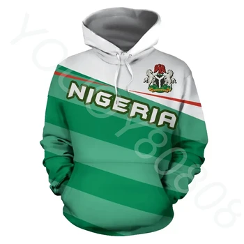 afrikai régió Férfi kapucnis pulóver Hosszú ujjú pulóver Különleges sport Nigéria zászló pulóver Vivian stílus