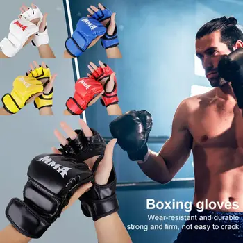 Ütéselnyelő bokszkesztyűk Vastag, párnázott műbőr bokszkesztyű állítható rögzítőszalaggal kick-box viselethez
