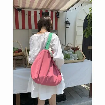 Vászontáska női Nagy kapacitású táska alkalmi divat Koreai édes cipzár PUHA válltáska kézitáska bevásárlótáska