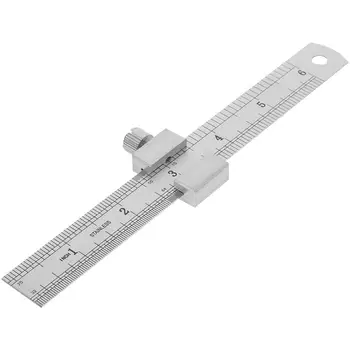 Vonalzó mérése Famegmunkáló mérőműszer Egyenes acél rozsdamentes mérlegű vonalzók Clip Stop kerítés precíziós jelölés Hézagok dugó eszköz 15cm