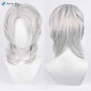Anime bolyhos Rui Cosplay 40cm hosszú ezüst fehér Rui Cosplay paróka hőálló szintetikus haj Halloween party paróka + ingyenes paróka sapka