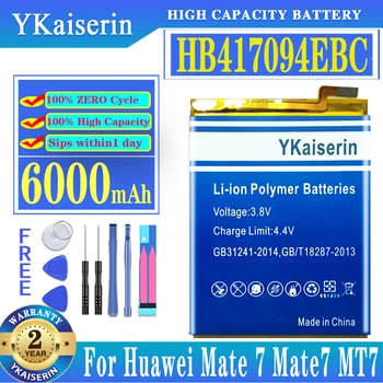 YKaiserin HB417094EBC akkumulátor Huawei Ascend Mate 7 Mate7 MT7 MT7-TL00 MT7-L09 MT7-TL10 UL00 CL00 6000mAh Bateria ingyenes eszközök