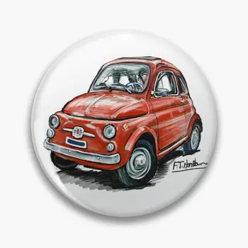Classic Red Fiat 500 Soft Button Pin Fashion Bross Gift Clothes Hat Metal Collar Lapel Pin Cartoon Creative Badge Vicces Aranyos