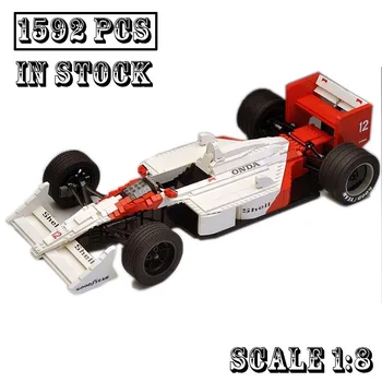 Klasszikus modell MP4-4 - 1:8 méretarány Formula 1 versenyautó modell építőkészlet készítők Kockák blokk játékok gyermekeknek Születésnapi ajándékok fiúk készlet