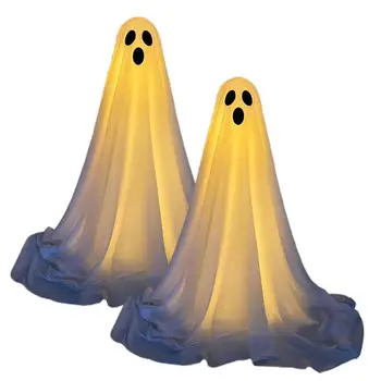 Halloween szellem világít Kísérteties fehér szellemdekoráció LED füzérlámpákkal Kültéri világító ünnepi dekoráció kísértetjárta házakhoz