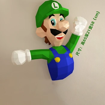 Super Mario Bros játék figurák Luigi papírmodell Lakberendezés Gyerekszoba Fali dekoráció Papír 3D DIY kézzel készített kreatív játékok