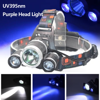 kültéri lila UV 395nm LED fényszóró zseblámpa 4-üzemmódú 18650 Újratölthető kemping fényszóró Zöld vadászfáklya horgászlámpa