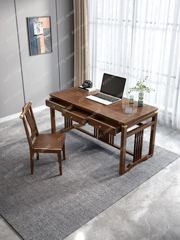 Tömörfa íróasztal dió tanulmányi bútor Otthoni íróasztal számítógép asztali könnyű luxus kalligráfia asztal festőasztal