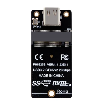 1 darab M.2 - C típusú SSD adapter ASM2364 NVME kiemelő kártya Fekete 20 Gbps átalakító kártya 2000 MB / s SSD 2230/42/60/80 esetén