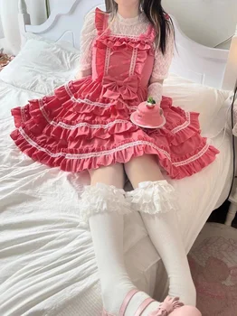 2023 Nyár Új japán aranyos Lolita csipke rövid harisnyatartó szoknyák Kawaii rakott mini heveder szoknya nyári ruha Vestidos de Mujer