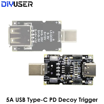 100W 5A USB Type-C PD Decoy trigger kártya 5V 9V 12V 15V 20V kimenet PD 2.0 3.0 trigger adapter kábel csatlakozás lekérdezési érzékelő