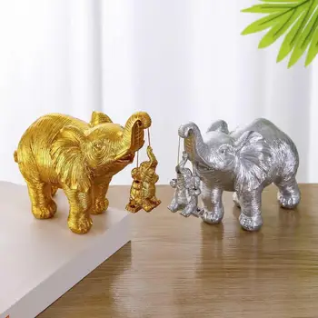 Kiselefántot tartó elefánt szobrok Lakberendezési ajándék figura szerencsét hoz Egészség Erő Elefánt baba szoborral