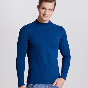 2022 új férfi termikus fehérnemű garbós felsők tavasz ősz fenekezés hosszú ujjú magas rugalmas pólók Tömör alkalmi pulóverek