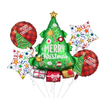 5psc Karácsonyfa lufik Személyre szabott készlet boldog karácsonyi dekorációkhoz Gyerekek otthoni ház dekoráció Karácsonyi parti kellékek