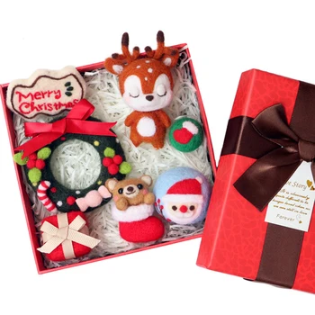 Fenrry gyapjú nemezelő csomag Befejezetlen aranyos állat Poked Set DIY kézműves tűnemezelő készlet karácsonyi dekoráció