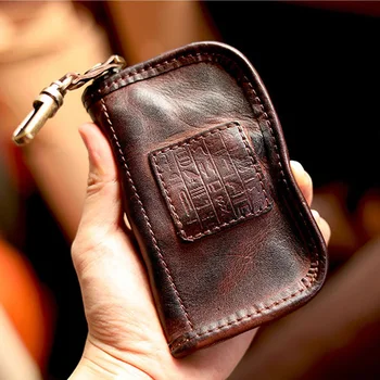 AETOO May Khaki vintage Ökör pickup kulcs all-in-one táska férfi bőr autókulcs táska tároló táska Multifunkcionális érme pénztárca