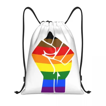 Black Lives Matter ököl LGBT büszkeség Plag húzózsinóros hátizsák Női Férfi Sport Gym Sackpack Hordozható leszbikus meleg bevásárlótáska táska