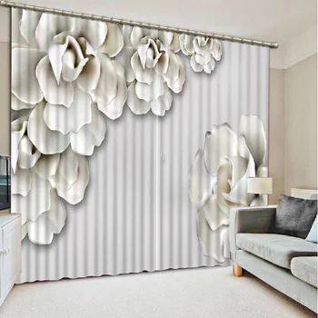 Ablakfüggöny Modern luxus virágfüggönyök nappalihoz hálószoba árnyékolás fotó drapériák lakberendezés